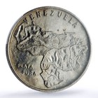 Venezuela Map Coat Of Arms Enameled Ms 62 Pcgs Silver Medal Nd No Date