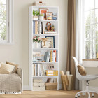 6-tier Tall White Bookshelf Bookcase Display Shelf Home Office Living Room