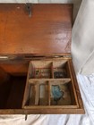 Antique Wood Carpenters Trunk Tool Box Seamans Chest Box Tray Vtg Primitive Farm