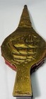 Vintage Nautical Ship Fireplace Bellows Brass   Red Leather Studded Decor
