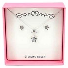 Lily Nily  80 Sterling Silver Crystal Star Pendant Necklace earring Set