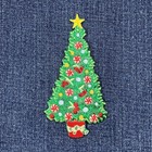 Christmas Tree Applique Patch - Embroidered Holiday Decorative Badge 3-7 8 