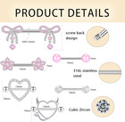 Tianci Fbyjs 6 Pairs 14g Nipple Rings For Women 316l Stainless Steel Heart Bow C