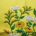 Vintage Yellow Crewel Embroidery Floral Panel For Pillow Cover Wall Hanging 70s