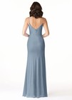 Azazie Dusty Blue Sleeveless Mesh Bridesmaid Dress Slit Ruched Size 4
