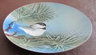 Norman Brumm Signed Enamel On Copper Plate 7  - Chickadee Bird Winter Scene
