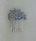 Gorgeous Blue Rhinestone Crystal Floral Hair Comb
