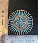 Vintage Zuni Petit Point Pendant pin Sterling Silver   Sleeping Beauty Turquoise