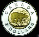 2001 Canada Canadian  2 Toonie Silver Proof Coin 24k Gold Inlay 8 17g   0 263 Oz