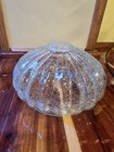 Vtg Crackle Glass Saucer Globe Shaped Light Fixture Shade Hollywood Boho 4 5 