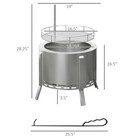 Outsunny Smokeless Fire Pit Bbq Grill With Poker  Stainless Steel  Silver