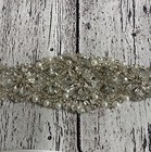 Handmade Rhinestone Pearl Wedding bridal prom Sash Belt White Satin