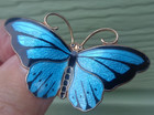 Norwegian Enamel Butterfly Brooch Sterling Silver Large Hroar Prydz Norway