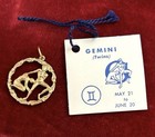 Vintage Gemini Charm Pendant The Twins Zodiac Astrology Jewelry Gold Plated