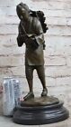 Vintage Antique Reproduction Japanese Meiji Signed Bronze Asian Boy Sculpture