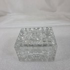 Vintage Pressed Glass Trinket Jewelry Vanity Box With Lid Starburst Pattern
