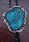 Vintage Navajo Silver And Red Mountain Turquoise Bolo Tie
