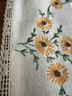 Beautiful Embroidered Dresser Scarf Doily Place Mat Flowers Linen 18x13