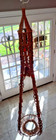 Vtg Large Macrame Hanging Glass Table Plant Hanger Retro Boho Decor 60s 70s
