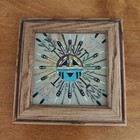 Native American Navajo Sand Art Painting Sun 5 5  X 5 5  Framed   Signed