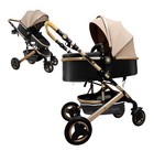 Luxury Baby Stroller 2in1 With Bassinet Mode Foldable Black