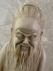 Antique Chinese Old Wise Resin Statue On Base Stamped 