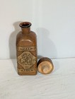 Amber Glass Decanter Bottle Embossed Medieval Knight Portrait Cork Stopper 10in