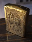 Vintage Zippo Lighter  Armor With Thick Walls  Unique Engraving Memento Mori