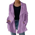 Women s Classic Draped Open Front Blazer Jacket Long Sleeve Pocket Windbreaker
