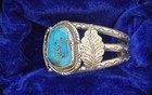 Vintage Navajo - Center-stone Bisbee Blue Turquoise - Sterling Silver Bracelet