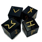 Black Tourmaline Cube Rune Set Symbols Gemstone Crystal Healing Crystal 4 Pcs