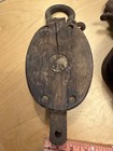 Vtg Lot 3 Ornate Wood   Iron Industrial Barn Pulley Antique Rustic Block Tackle