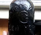 1860s Clarke   White New York Pint Blackglass Saratoga Type Mineral Water Bottle