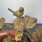 Japanese Brass Grouping Bird And Eggplant Large Antique Sculpture Display Mcm