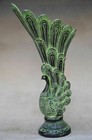 Oriental Chinese Bronze Handwork Carved Peacock Vase