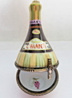 Peint Main Limoges Trinket - Old Fashioned Chianti Wine Bottle