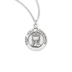  925 Sterling Silver Round Holy Communion Medal Pendant Necklace  20 chain Boxed