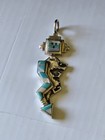Vtg Nos Sterling Silver Kachina Pendant Turquoise Mop Inlay Lightning Bolt 11 7g
