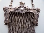 Old German Silver Art Deco Chainmail Cocktail Small Purse 3  X 3-1 2  Perfect