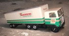 Rare 1980s Taiyo Saunders Leasing System Toy Truck - Vintage Japan Tin plastic