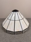 12  Mission Tiffany Style Stained Slag Leaded Glass Lamp Shade - Vintage