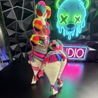 Handmade Handcrafted Textile Llama Figurine With Multicolor Pom Poms