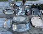 Vintage Silver Plate Miscellaneous Lot 20  Trays Tea Pots Saucers Lids