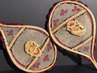Early 20th C Cree woodlands Child   s Snowshoes W  Germantown Wool Decoration mint