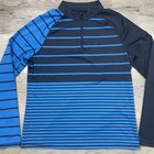 G fore Women s Blue Striped Long Sleeve Stretch 1 4 Zip Pullover Size Large