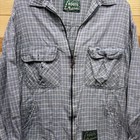 Vintage Roots Outdoors Shirt Jacket Medium Blue Plaid Cotton Full Zip Hiking