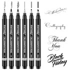 Calligraphy Pens Set  6 Black Ink Hand Lettering Drawing Art Writing Brush Nib S