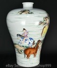 14 8  Old Chinese Yongzheng Fencai Porcelain People Washing Horses Bottle Vase