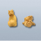 Hand Carved Wood Dragon Frog Figurines Asian Netsuke Style Miniature Pair