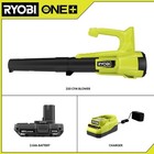 Ryobi One  18v 90mph 250cfm Leaf Blower sweeper W 2 0ah Battery   Charger